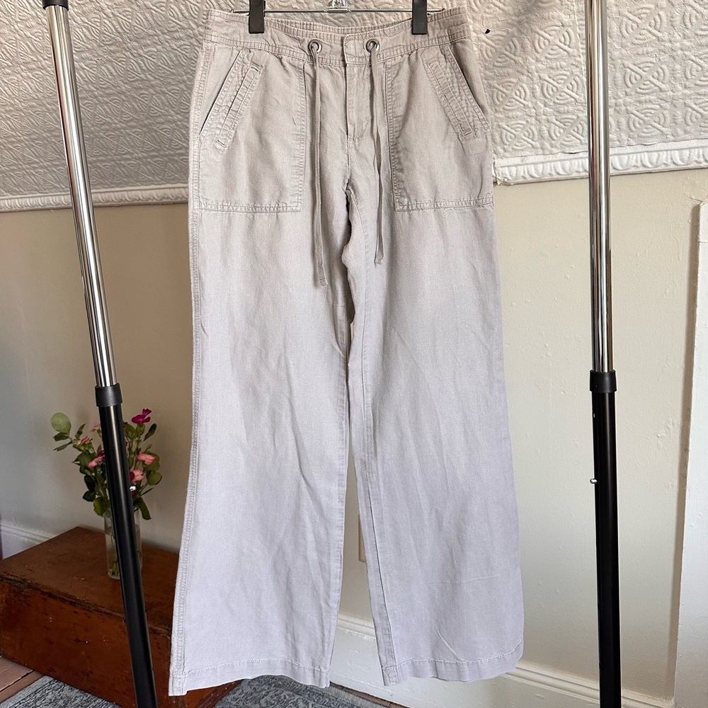 BR Light Gray Linen Wide Leg Pants